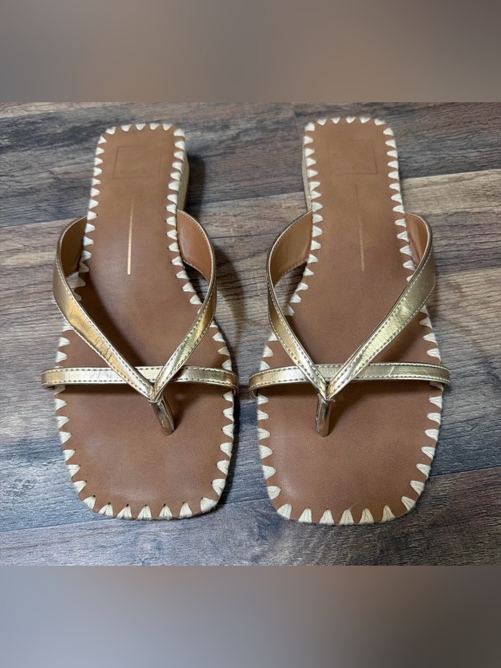 Dolce Vita Gold Metallic Leather Thong Sandals